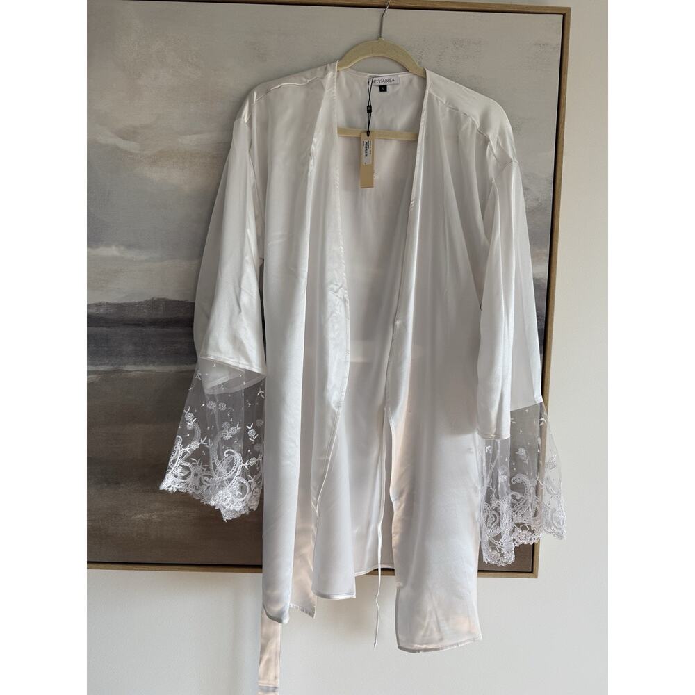 Cosabella Sanika Silk Robe Women's White Large Wedding Bride
